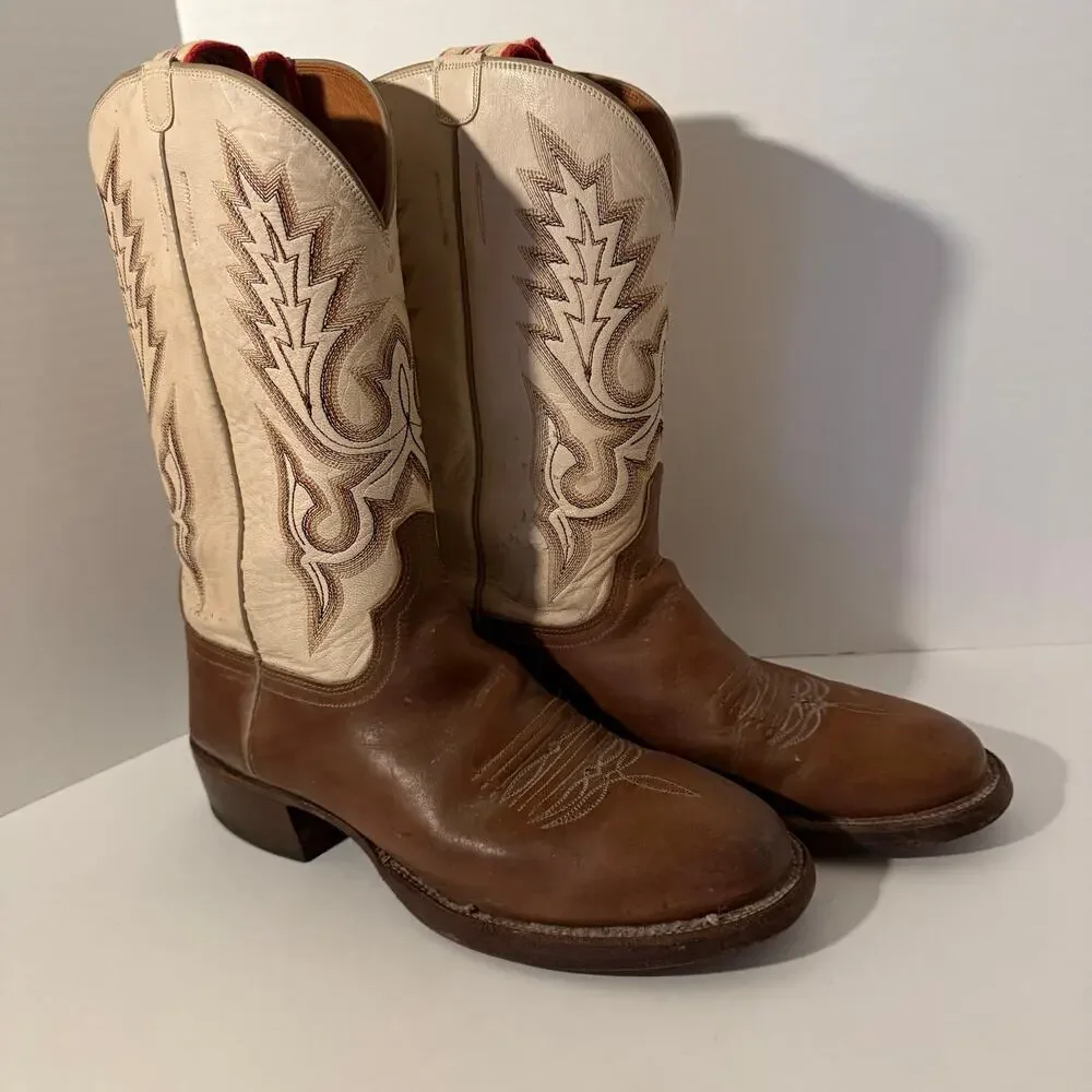LUCCHESE 2000 two ten leather rodeo western cowboy boots 9.5